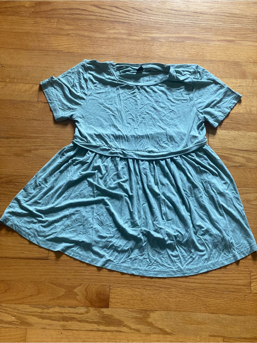 SHEIN Pale Blue Short Sleeve Knit Babydoll Top